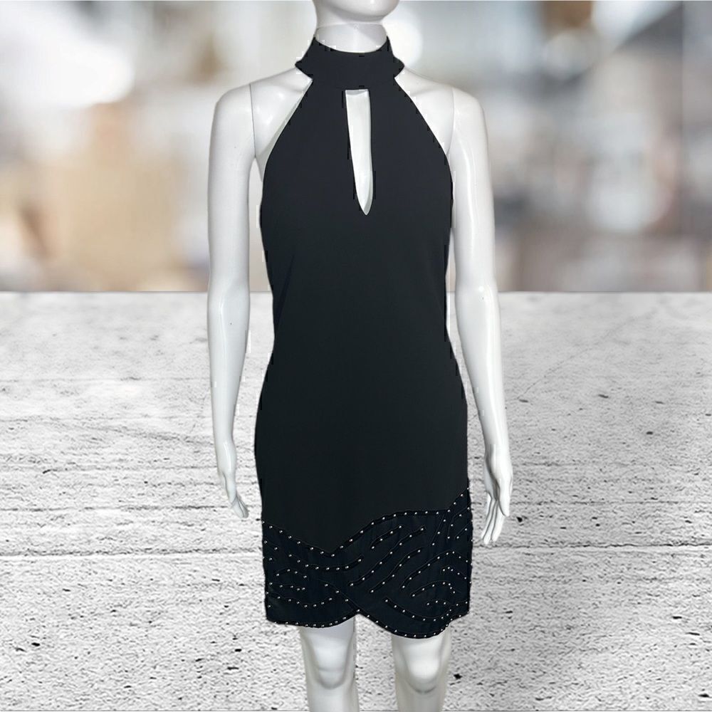 Sass & Bide Black Cut Out Halter Studded Dress‎